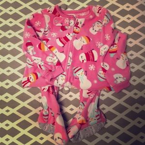 2T Girls Footed Pajamas - Snowman pattern
